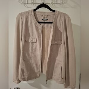 Olsen Women's Beige Linen & Cotton Jersey Jacket ("Eva") (Size EU 42; US 12)